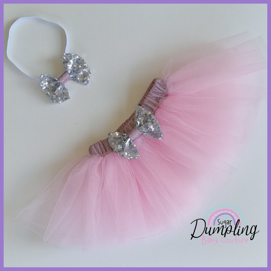 Pink & Silver Tutu & Headband