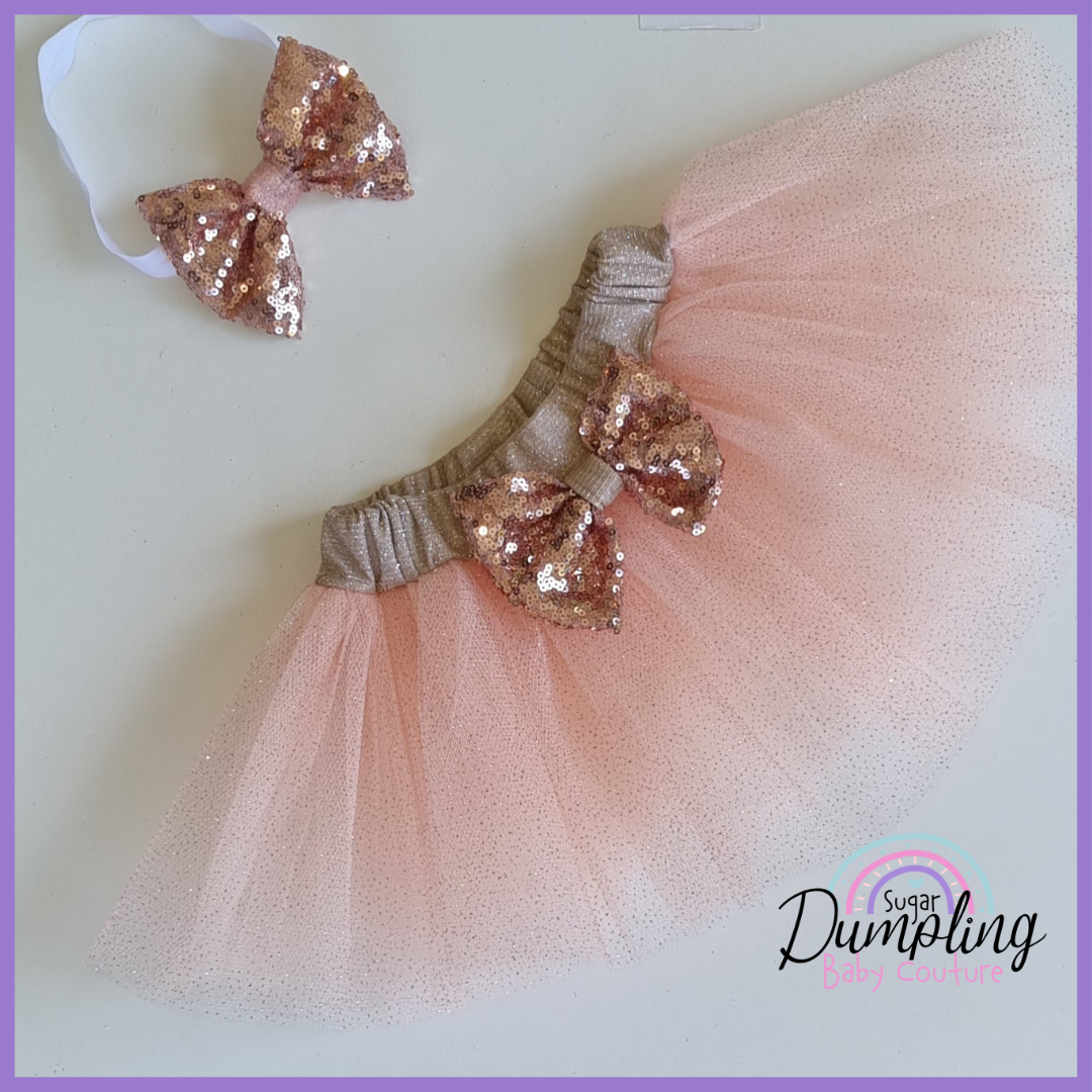 Rose Gold Glitter Tutu & Headband