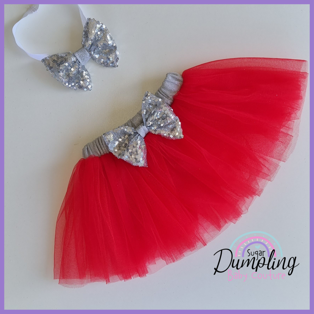 Red Tutu & Silver Headband