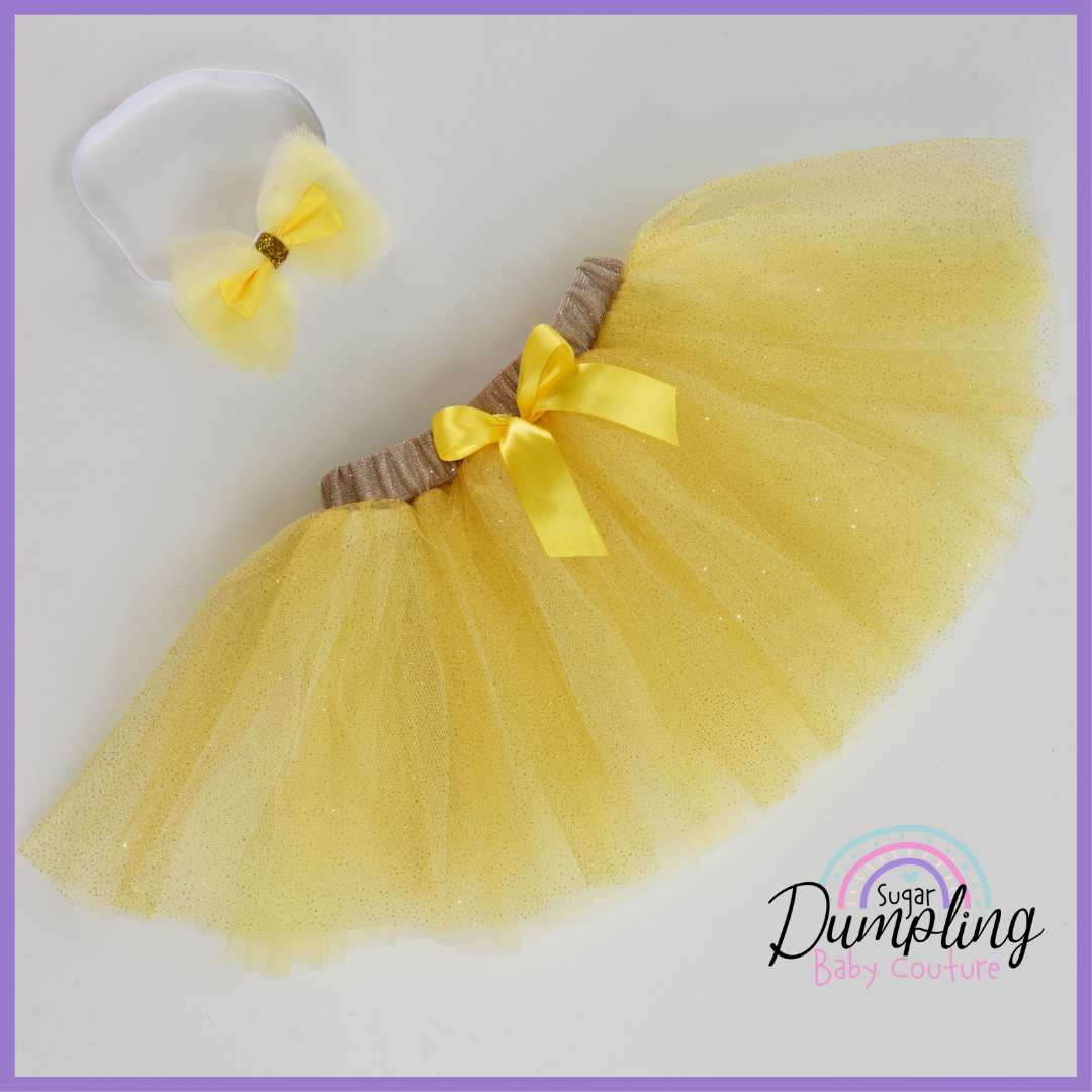 Yellow Glitter Tutu & Headband