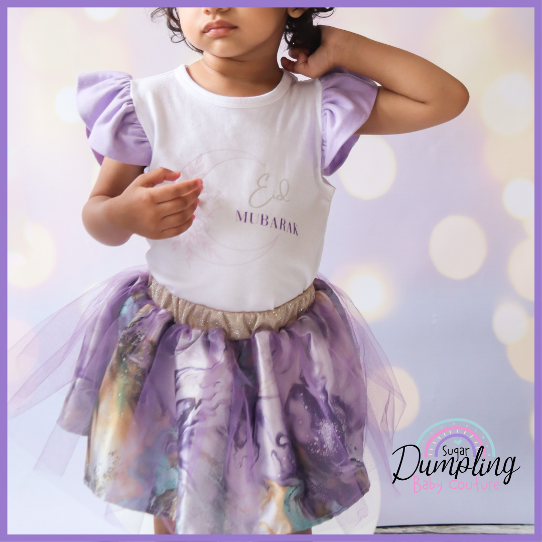 Eid Mubarak Top/Romper, Skirt & Headband