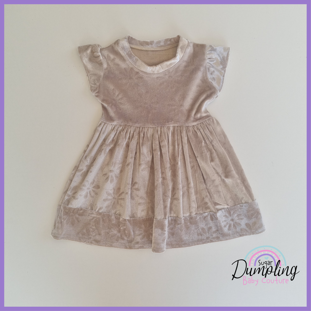Beige Velour Embossed Dress