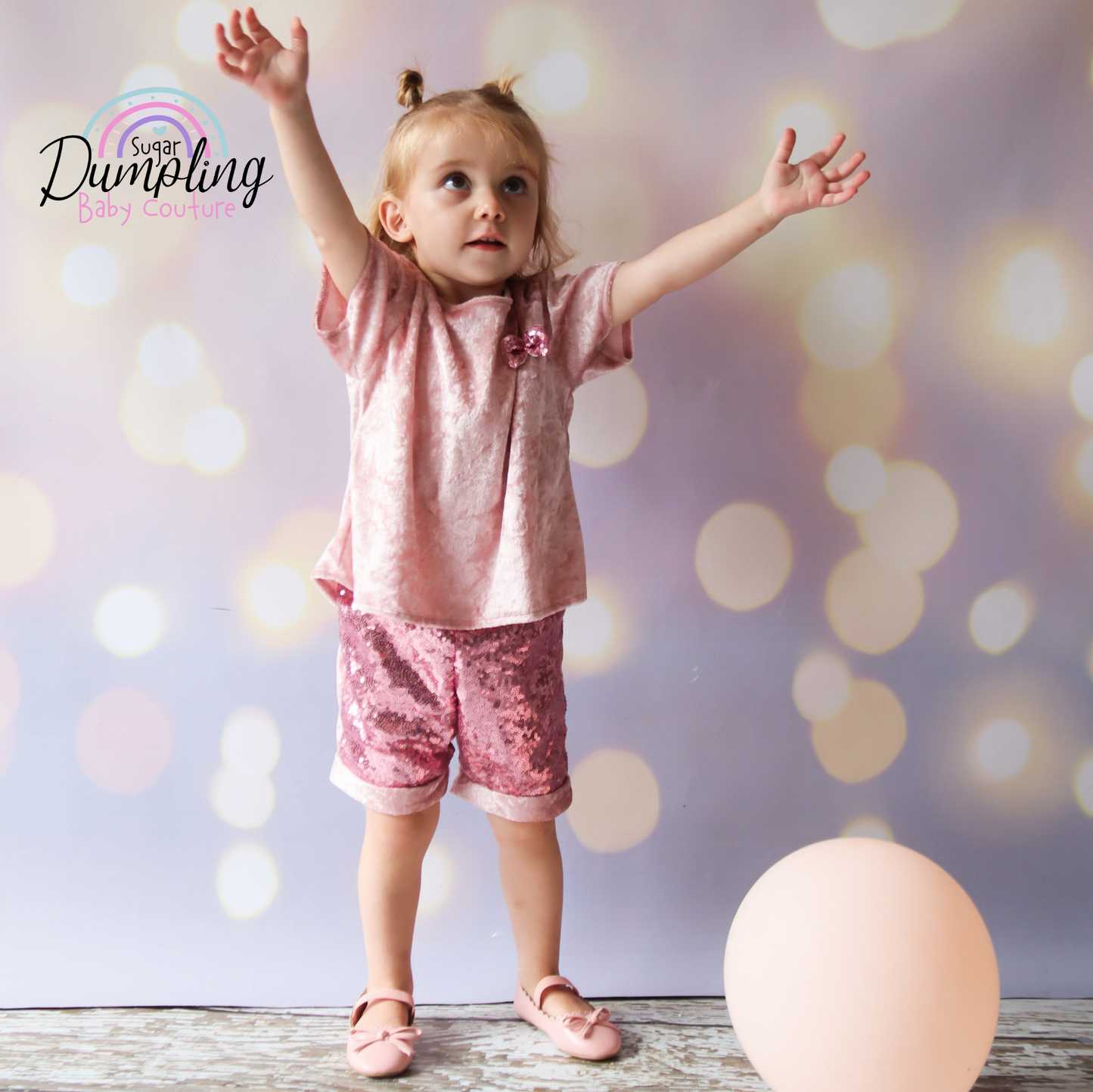 Velvet Top & Sequins Shorts Set