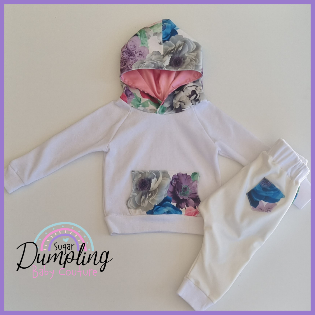 White & Floral Hoody & pants