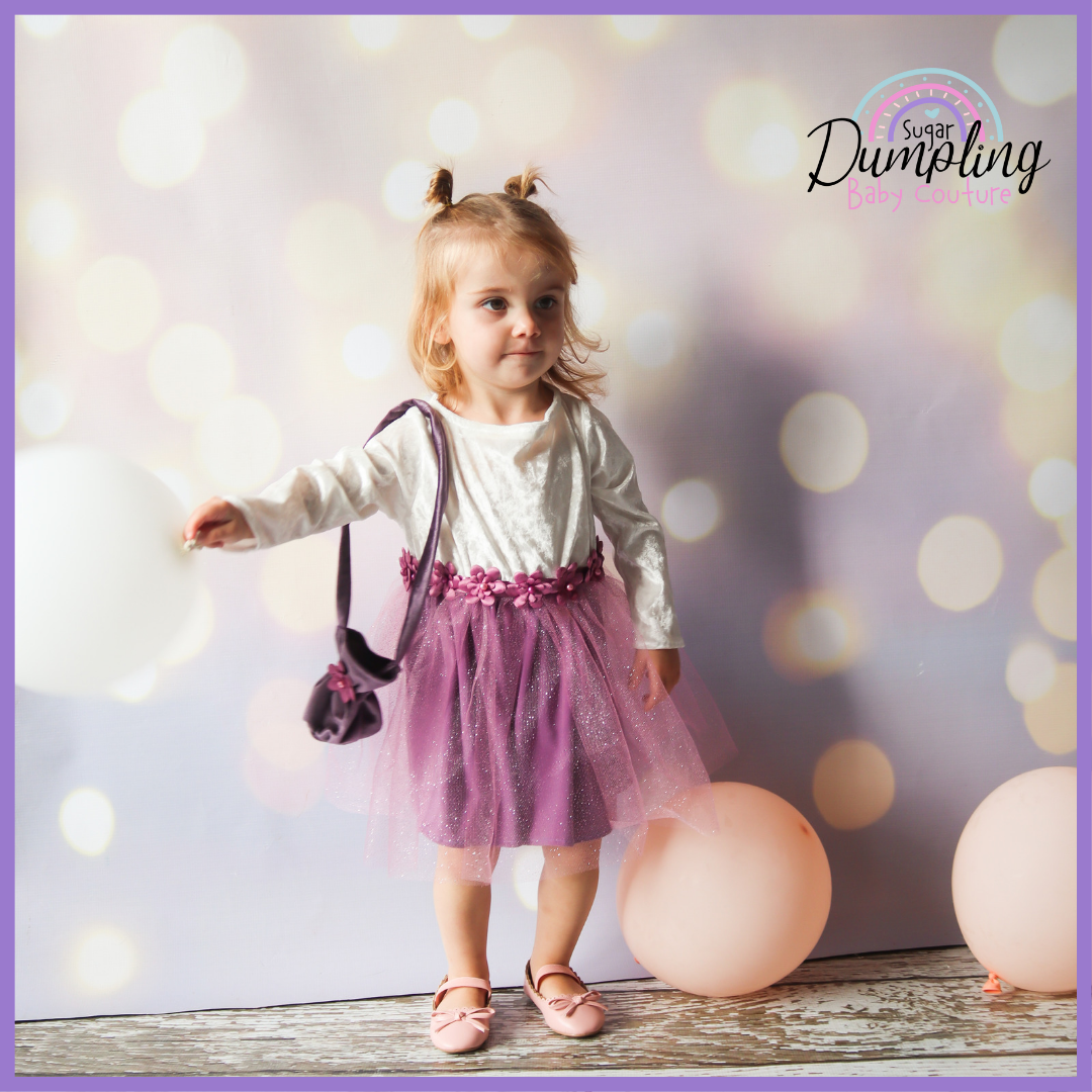 Cream & Purple Velvet Tutu Dress