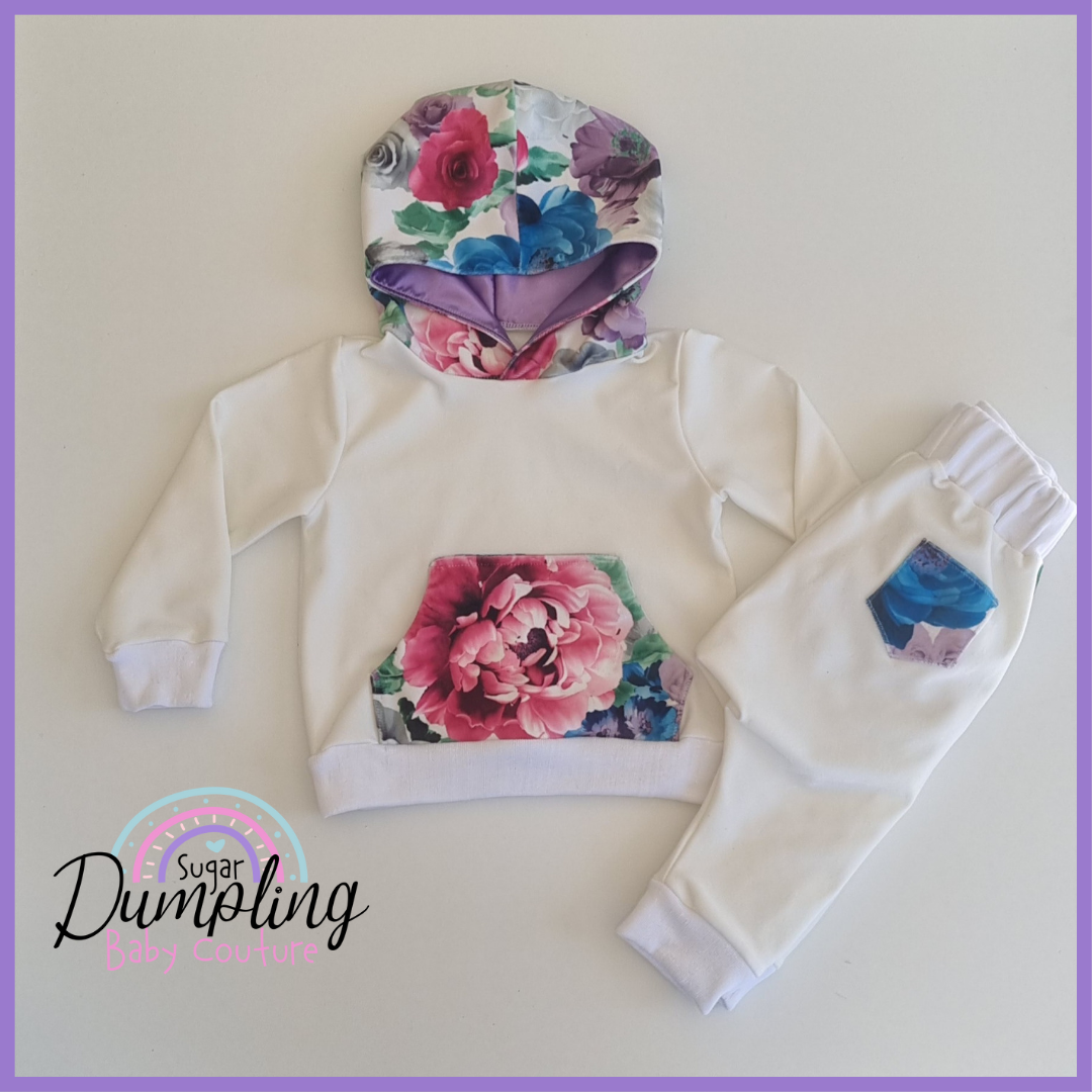 White & Floral Hoody & pants