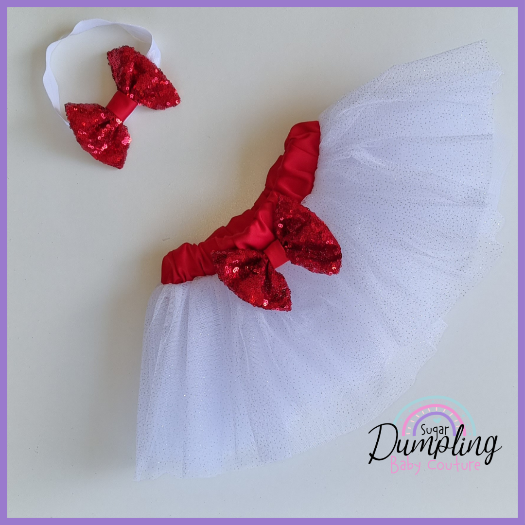 White Glitter Tutu & Headband